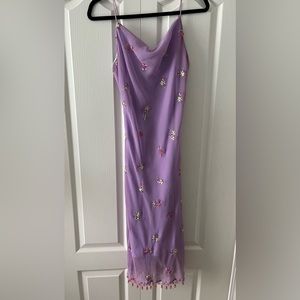 Beautiful purple floral midi dress